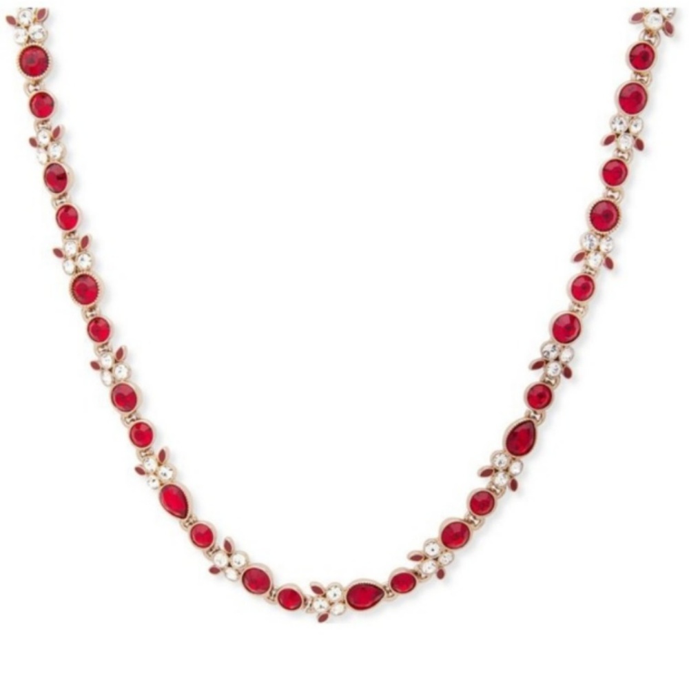 SALE Givenchy  Necklace Red & Clear Crystal Stones